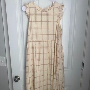 Midi Cream and Burgundy Dress